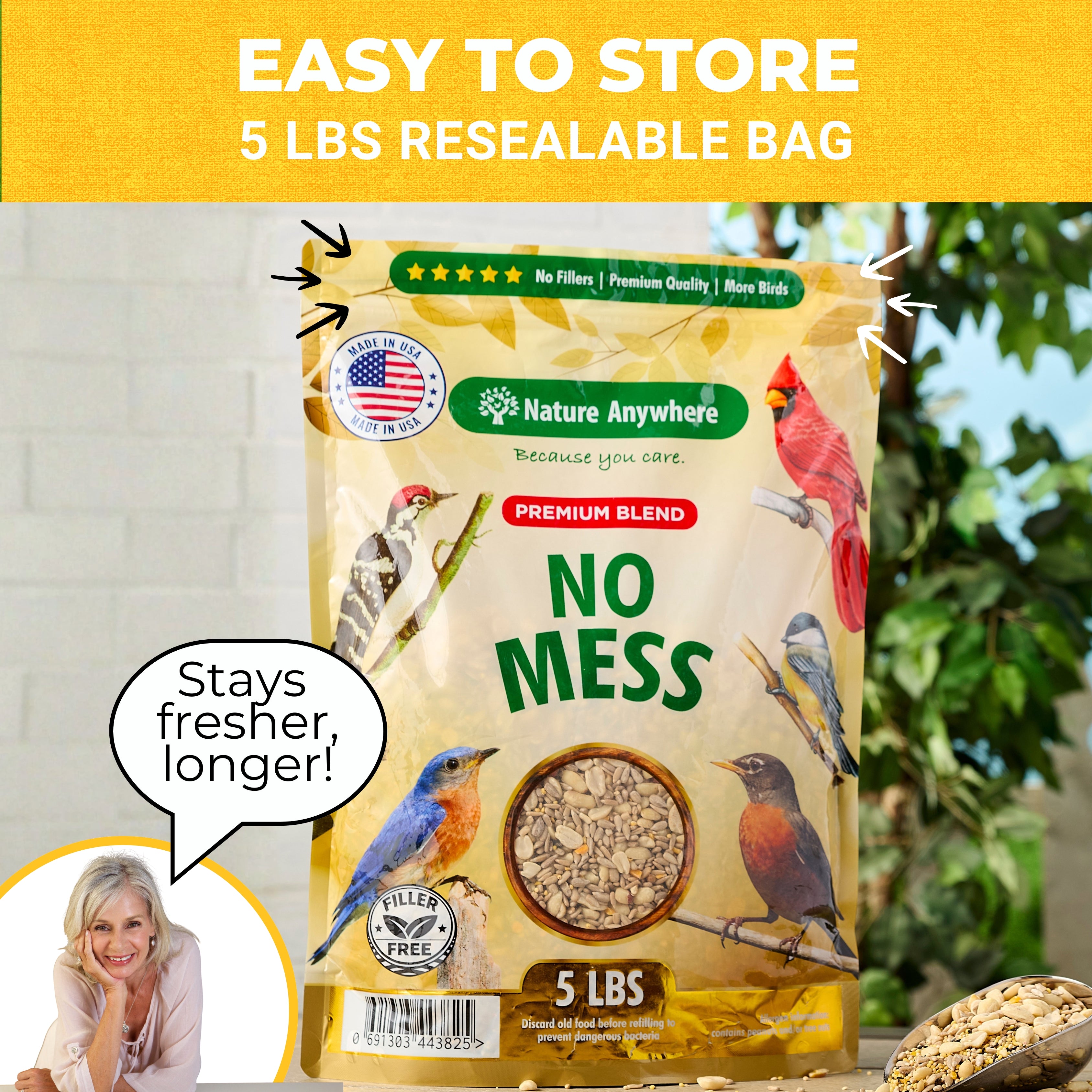 No Mess Premium Shell-free Bird Seed Blend