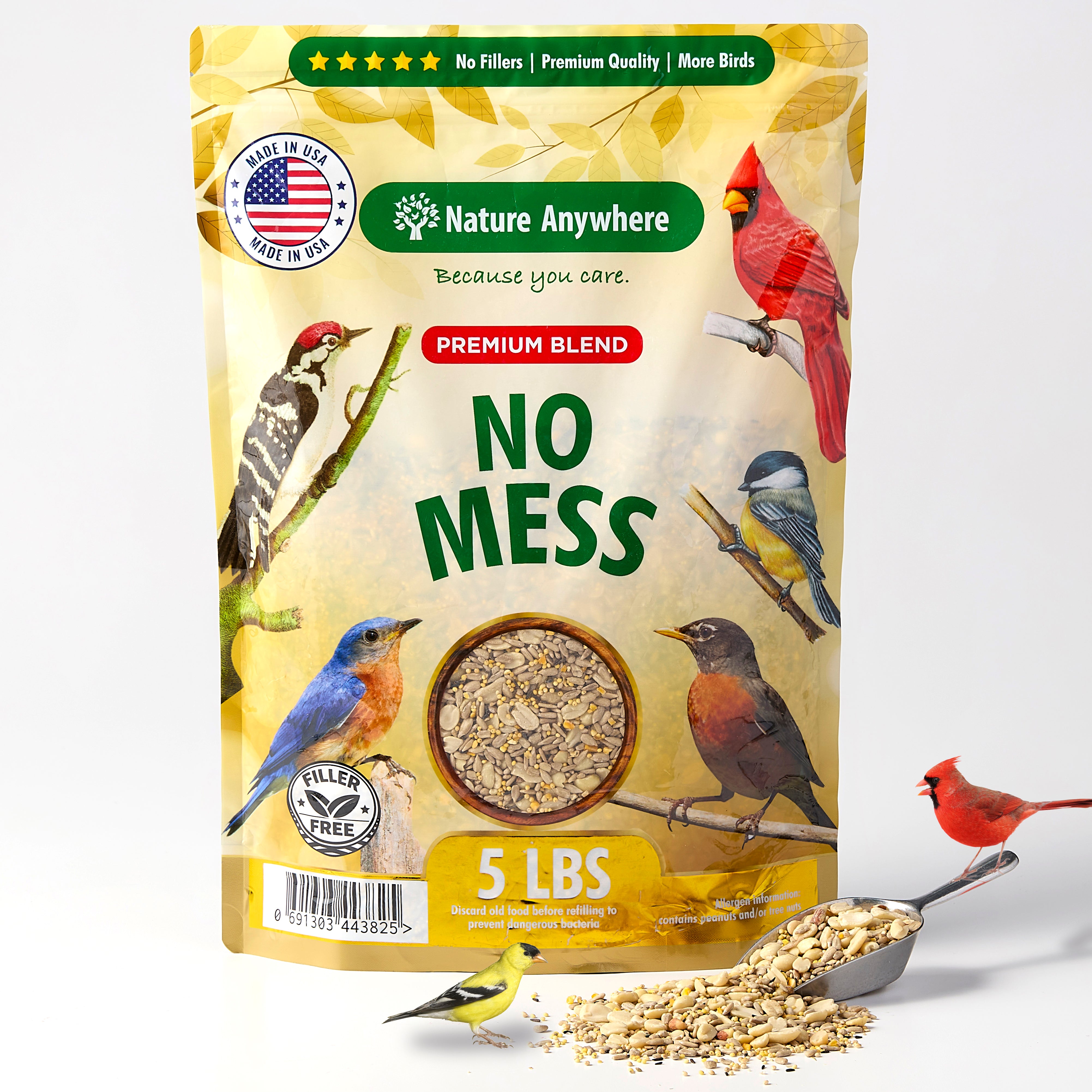 No Mess Premium Shell-free Bird Seed Blend